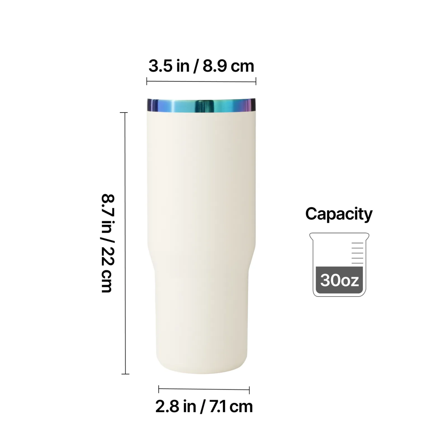 Stainless Steel Tumbler with Handle and Straw (30oz)